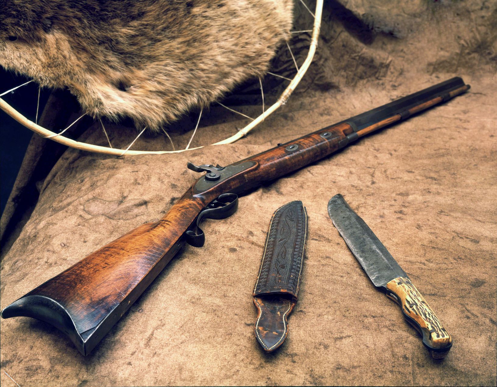 Rifle and knife